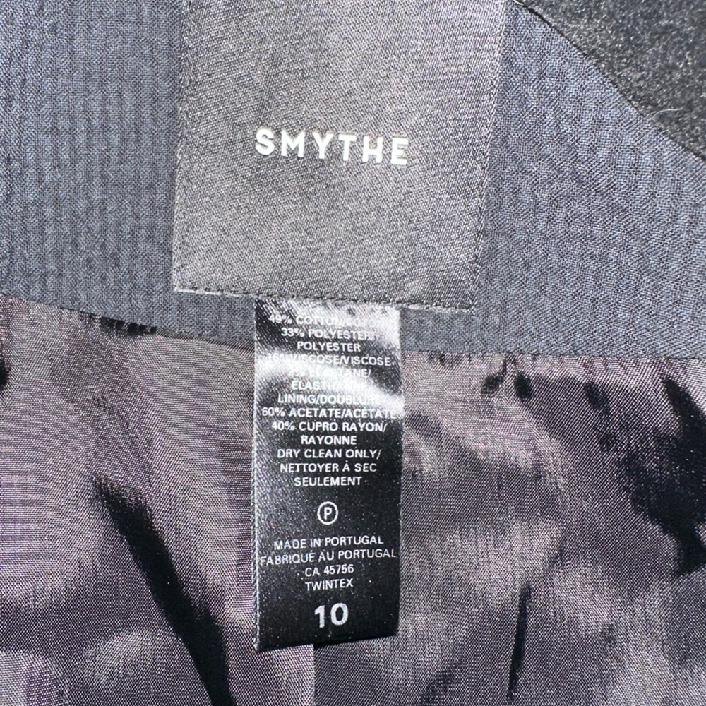 SMYTHE scrunch sleeve long line blazer - black seersucker - Picture 8 of 11